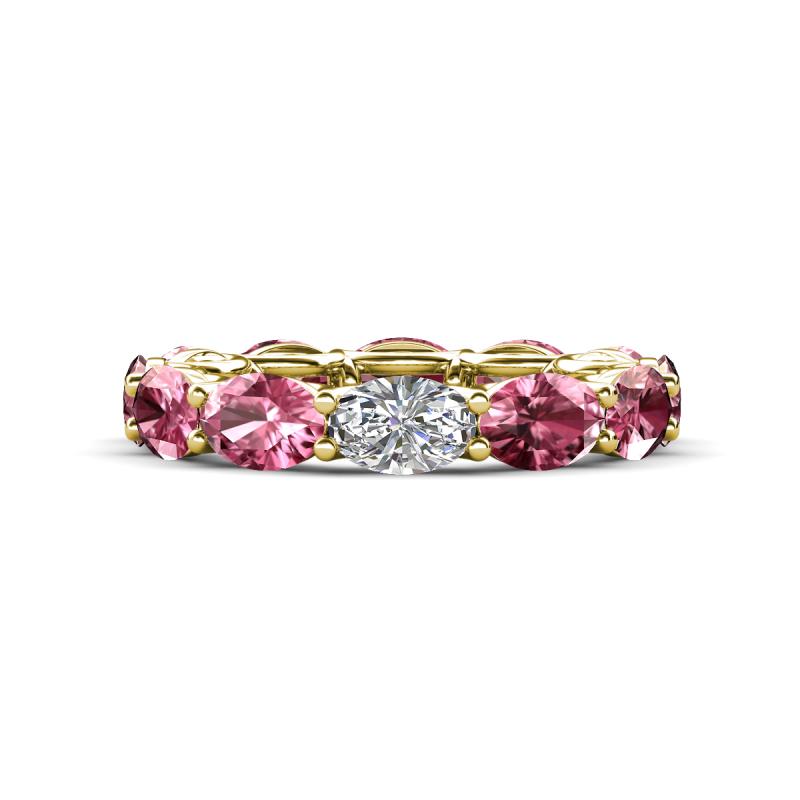 Madison 6x4 mm Oval Diamond and Pink Tourmaline Eternity Band 