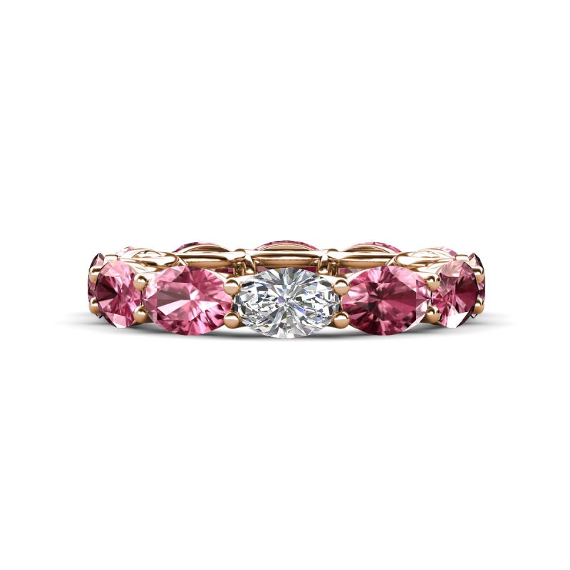 Madison 6x4 mm Oval Diamond and Pink Tourmaline Eternity Band 