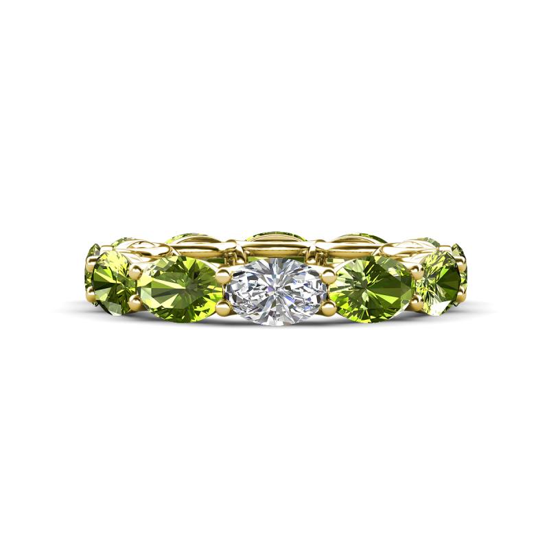 Madison 6x4 mm Oval Lab Grown Diamond and Peridot Eternity Band 