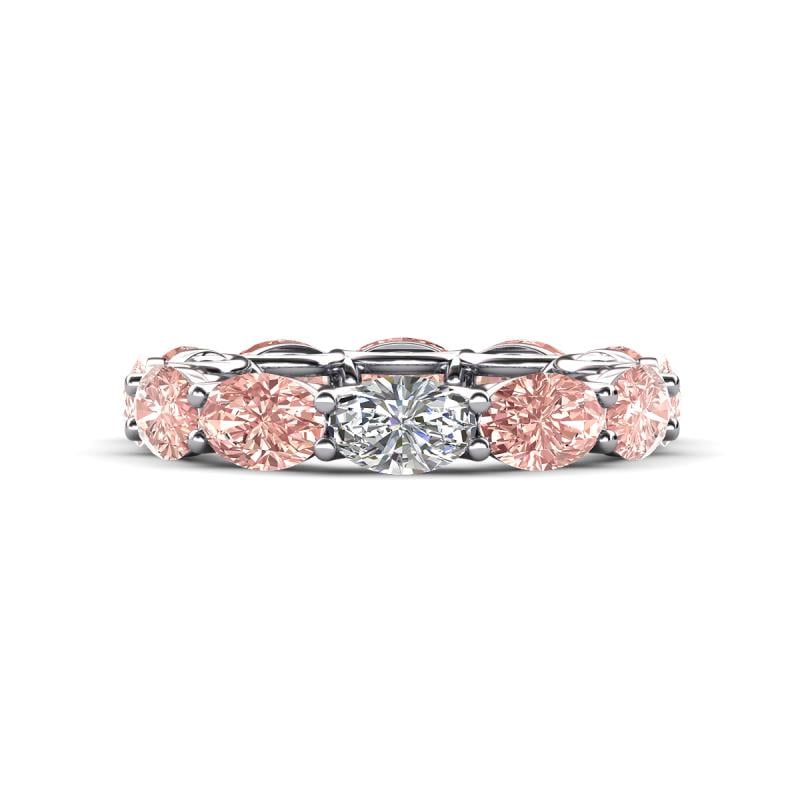 Madison 6x4 mm Oval Lab Grown Diamond and Morganite Eternity Band 