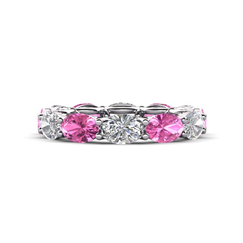 Madison 6x4 mm Oval Diamond and Pink Sapphire Eternity Band 