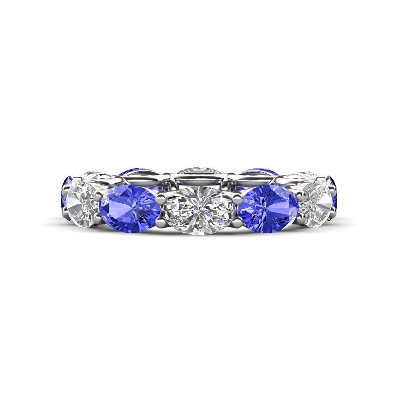 Madison 6x4 mm Oval Diamond and Tanzanite Eternity Band 