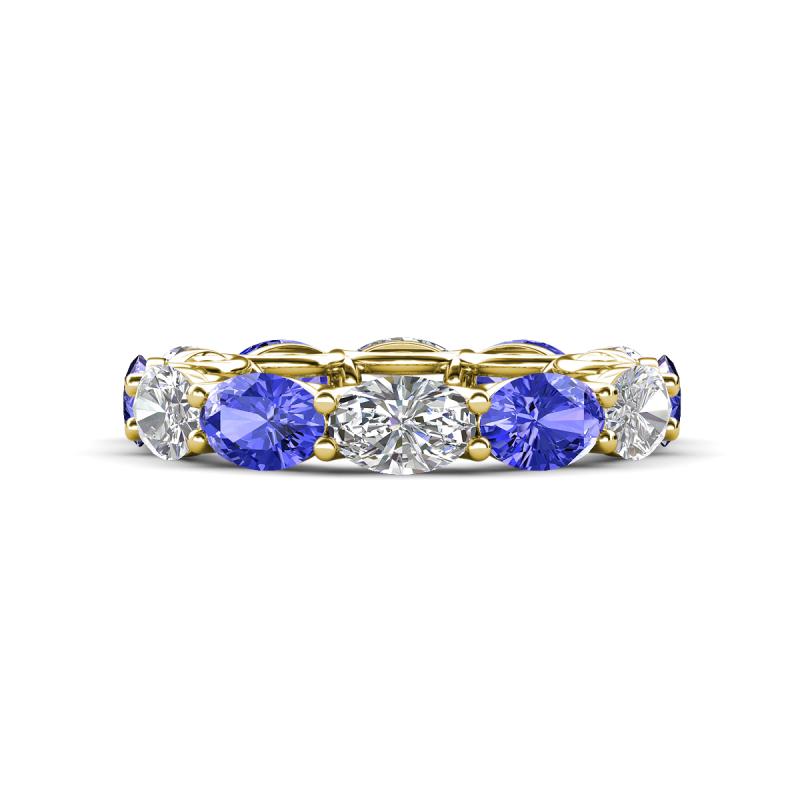 Madison 6x4 mm Oval Diamond and Tanzanite Eternity Band 