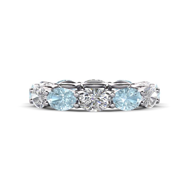 Madison 6x4 mm Oval Diamond and Aquamarine Eternity Band 