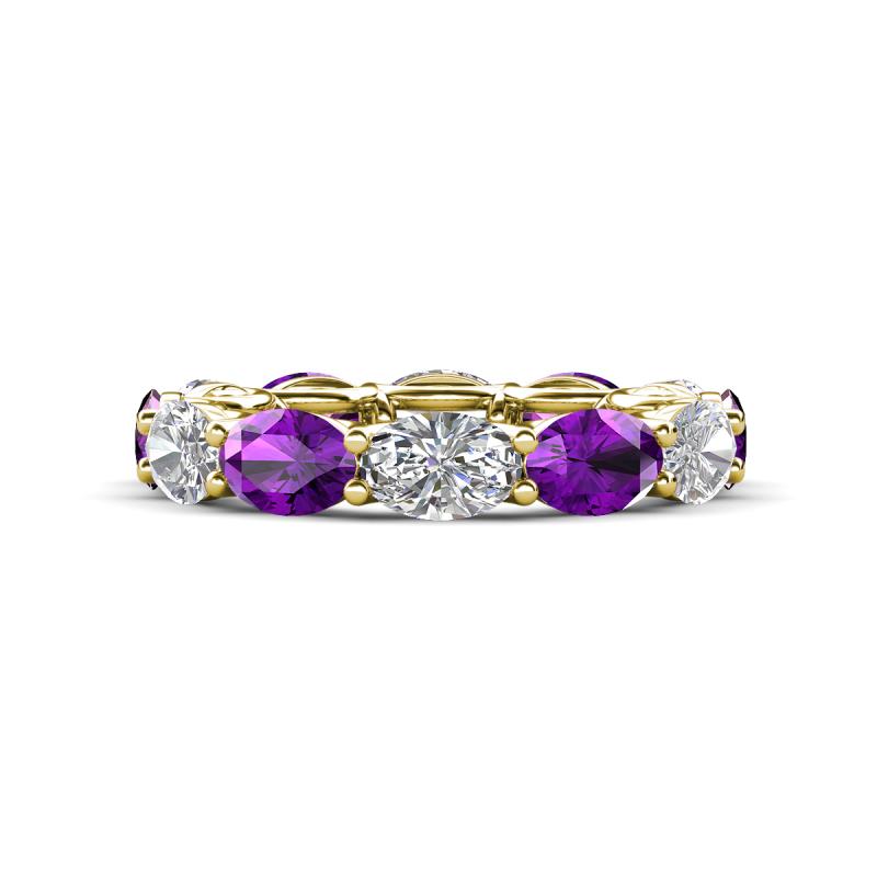 Madison 6x4 mm Oval Diamond and Amethyst Eternity Band 
