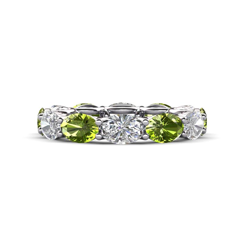 Madison 6x4 mm Oval Diamond and Peridot Eternity Band 