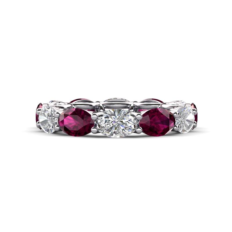 Madison 6x4 mm Oval Diamond and Rhodolite Garnet Eternity Band 