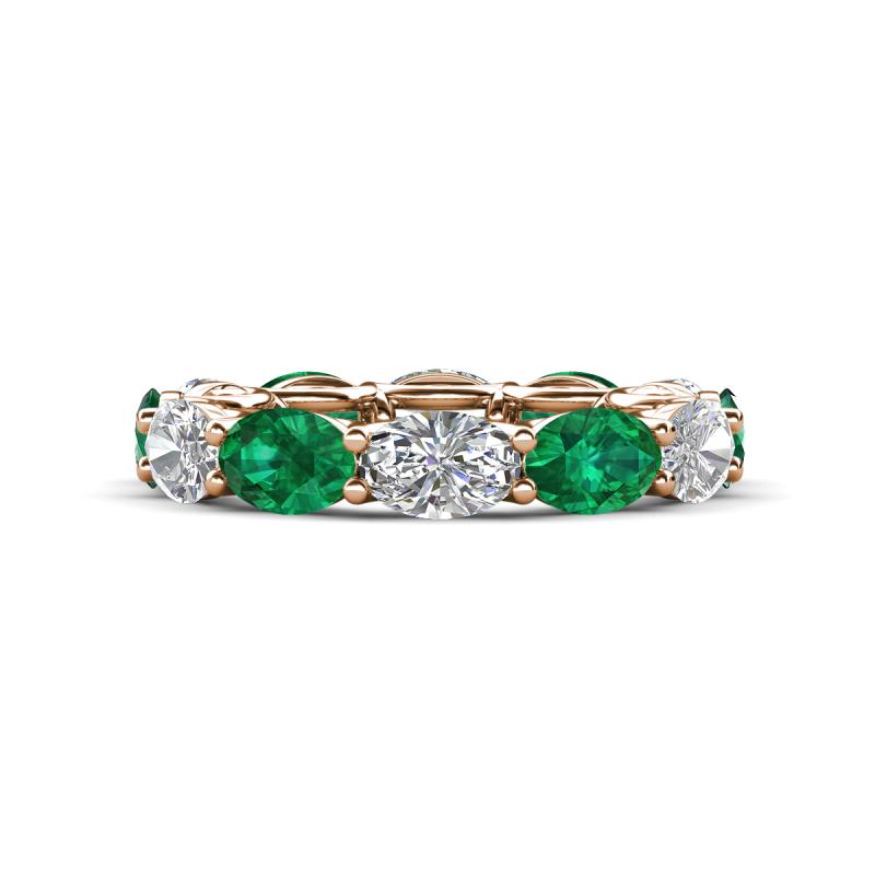 Madison 6x4 mm Oval Diamond and Emerald Eternity Band 