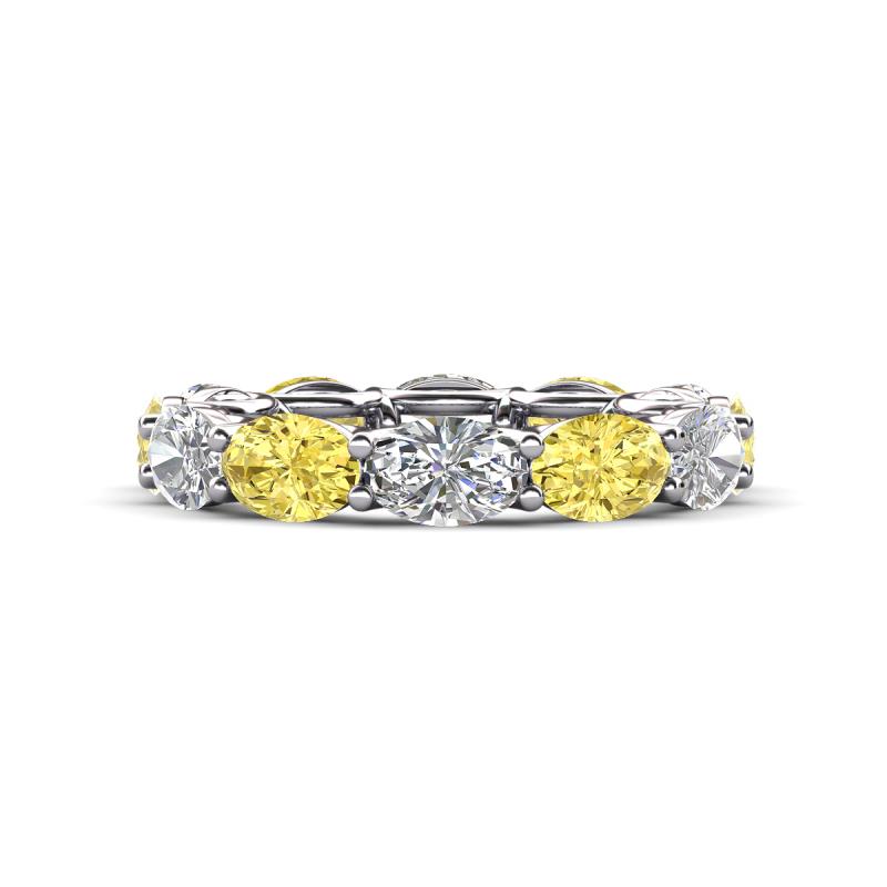 Madison 6x4 mm Oval Diamond and Yellow Sapphire Eternity Band 