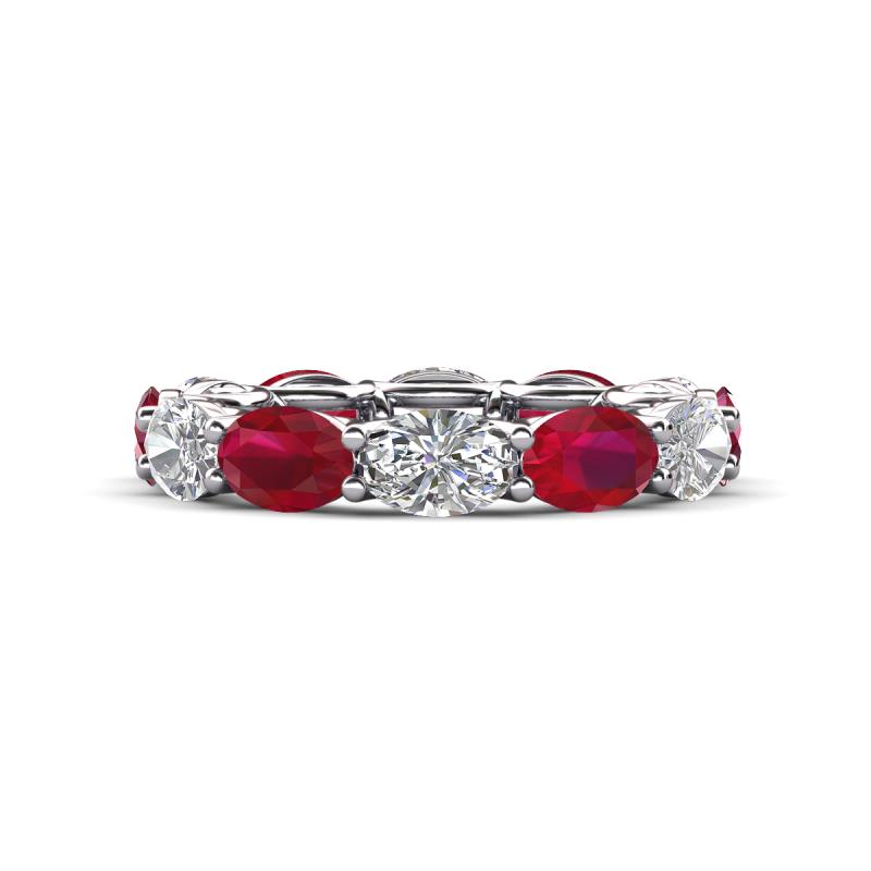 Madison 6x4 mm Oval Diamond and Ruby Eternity Band 