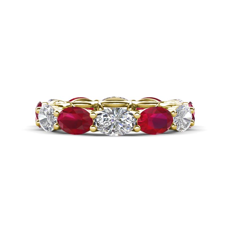 Madison 6x4 mm Oval Diamond and Ruby Eternity Band 
