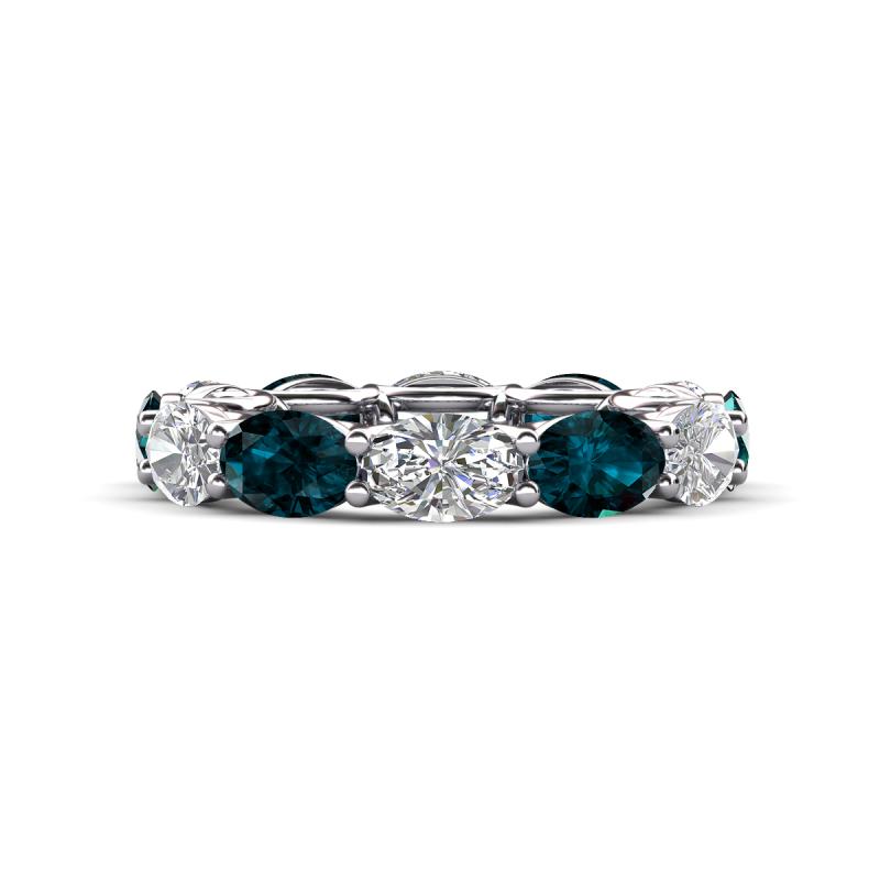Madison 6x4 mm Oval Diamond and London Blue Topaz Eternity Band 