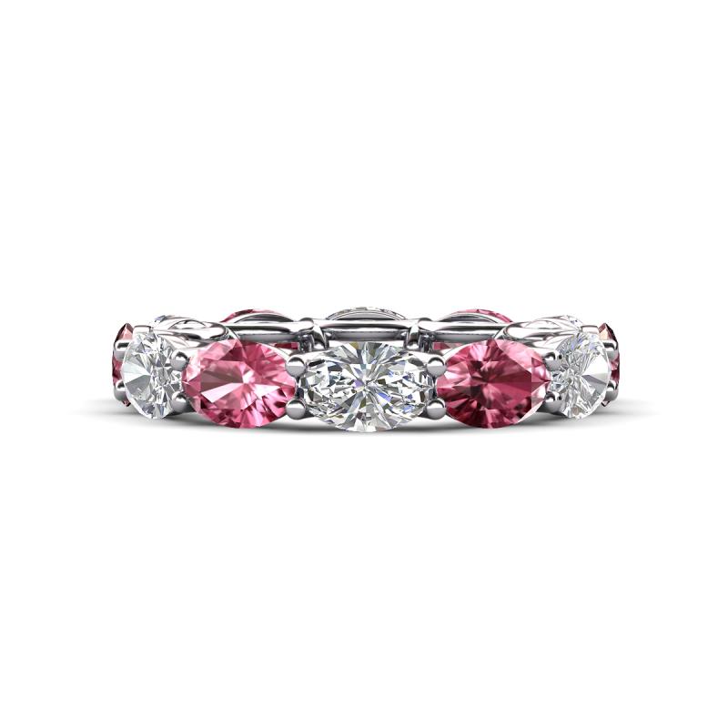 Madison 6x4 mm Oval Diamond and Pink Tourmaline Eternity Band 
