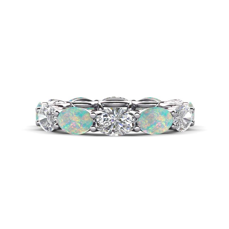 Madison 6x4 mm Oval Diamond and Opal Eternity Band 