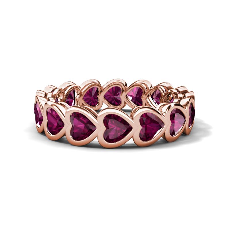 Trisha 4.95 ctw Heart Shape Rhodolite Garnet (4.00 mm) Eternity Band 