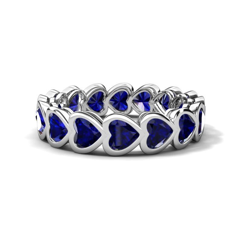 Trisha 5.10 ctw Heart Shape Lab Created Blue Sapphire (4.00 mm) Eternity Band 