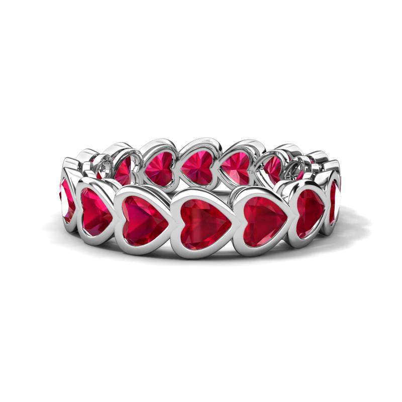 Trisha 5.40 ctw Heart Shape Lab Created Ruby (4.00 mm) Eternity Band 