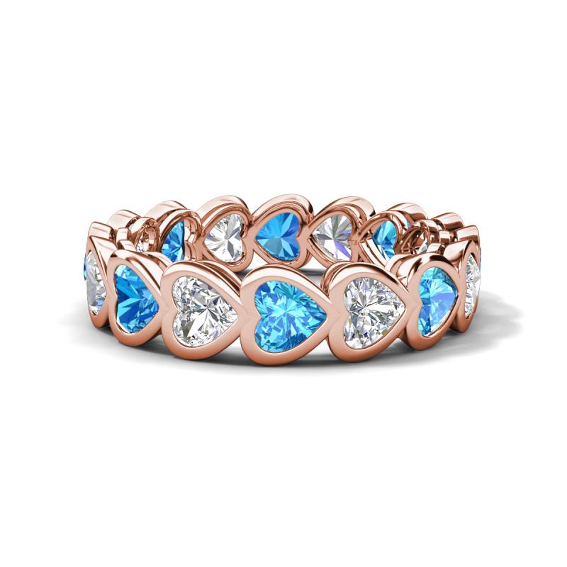 Trisha 4.24 ctw Heart Shape Natural Diamond & Blue Topaz (4.00 mm) Eternity Band 