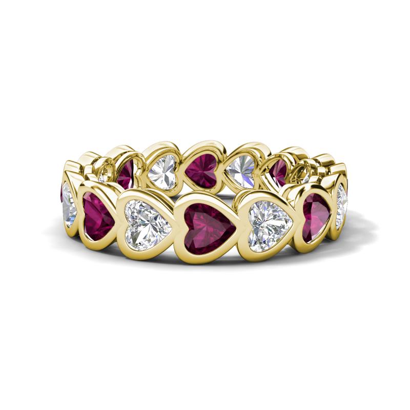 Trisha 4.31 ctw Heart Shape Lab Grown Diamond & Rhodolite Garnet (4.00 mm) Eternity Band 