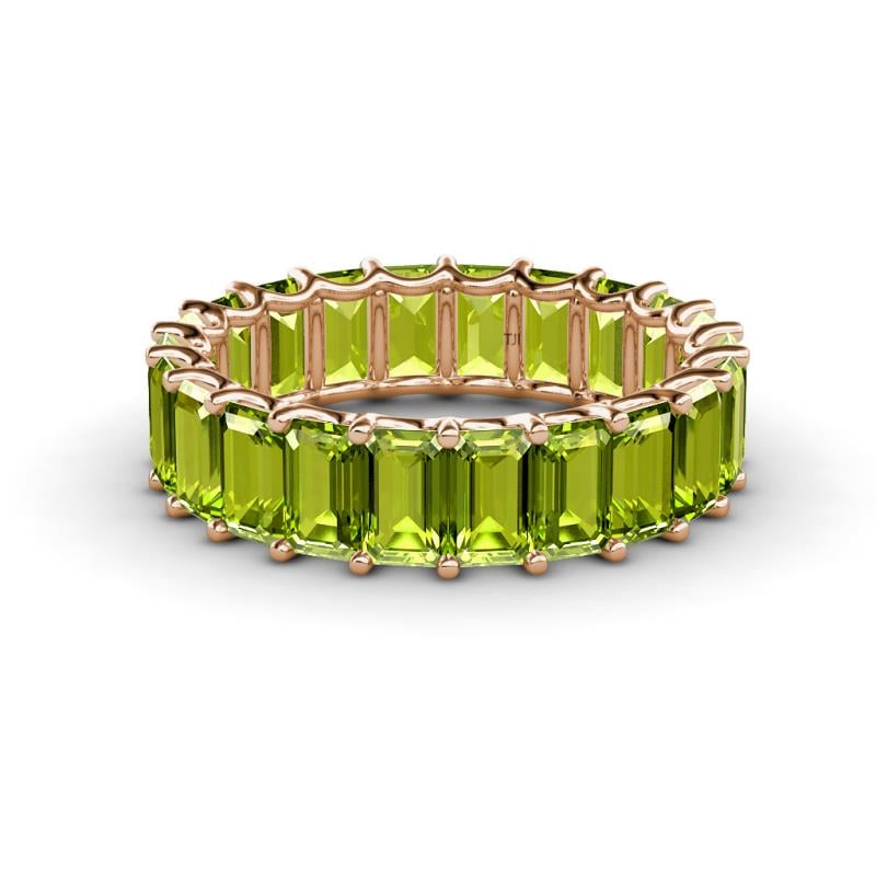 Victoria 5x3 mm Emerald Cut Peridot Eternity Band 