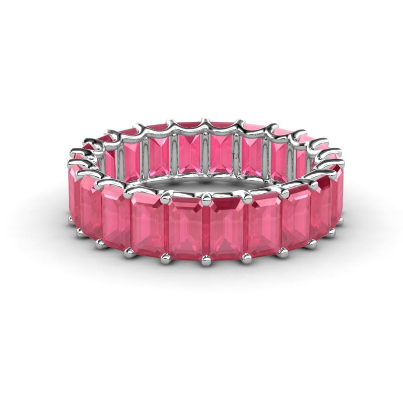 Victoria 5x3 mm Emerald Cut Rhodolite Garnet Eternity Band 