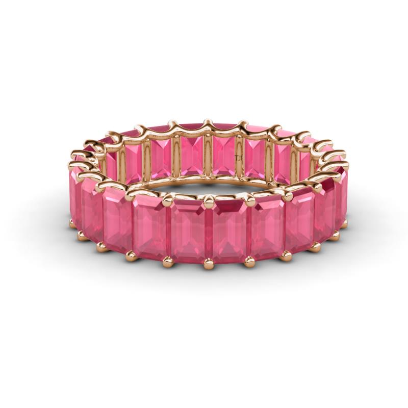 Victoria 5x3 mm Emerald Cut Rhodolite Garnet Eternity Band 