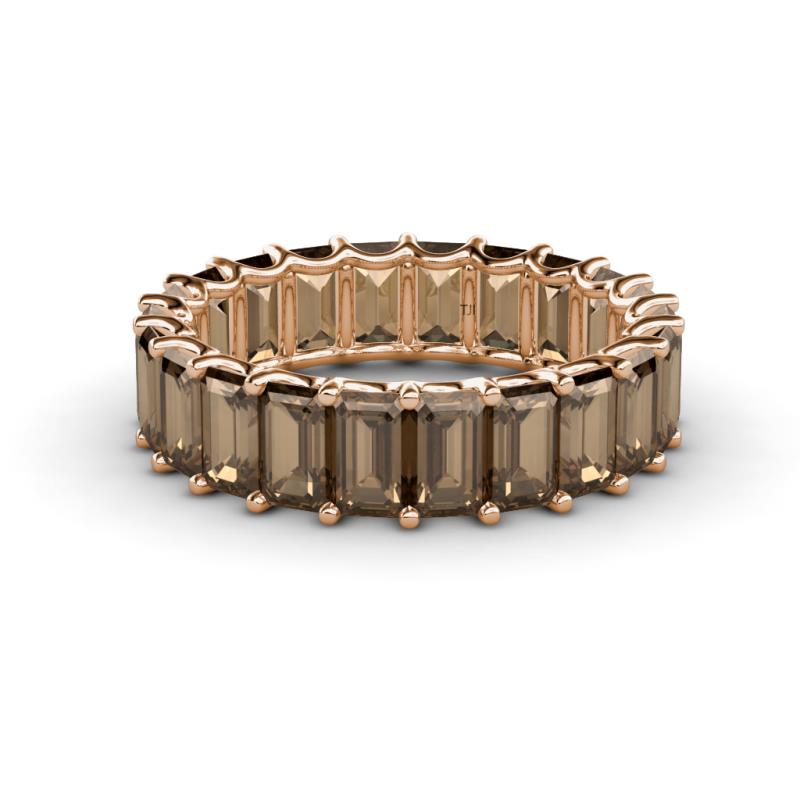 Victoria 5x3 mm Emerald Cut Smoky Quartz Eternity Band 