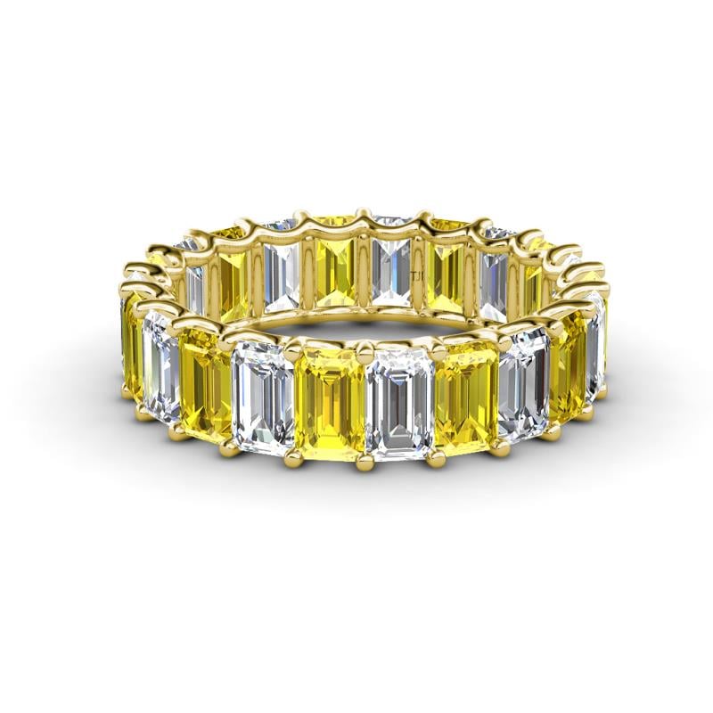 Victoria 5x3 mm Emerald Cut Yellow Sapphire and Diamond Eternity Band 