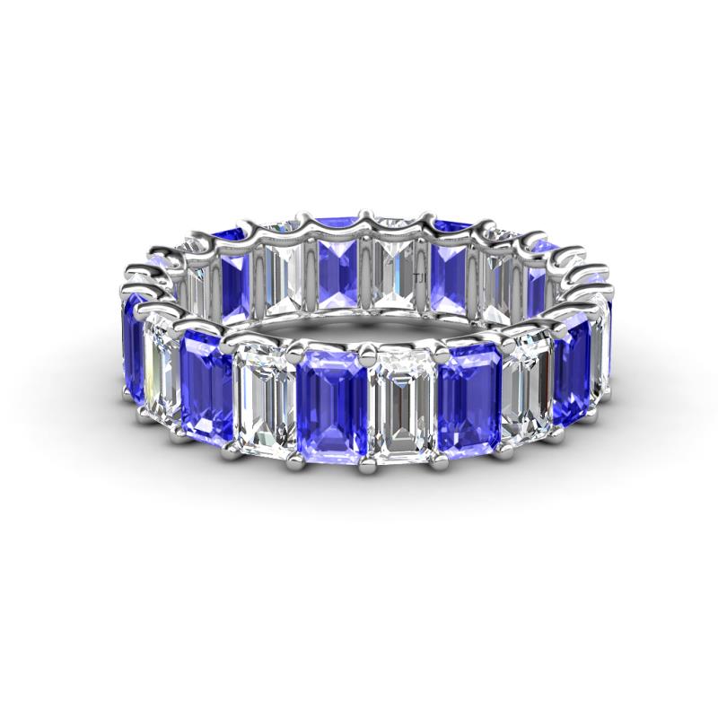 Victoria 5x3 mm Emerald Cut Tanzanite and Diamond Eternity Band 