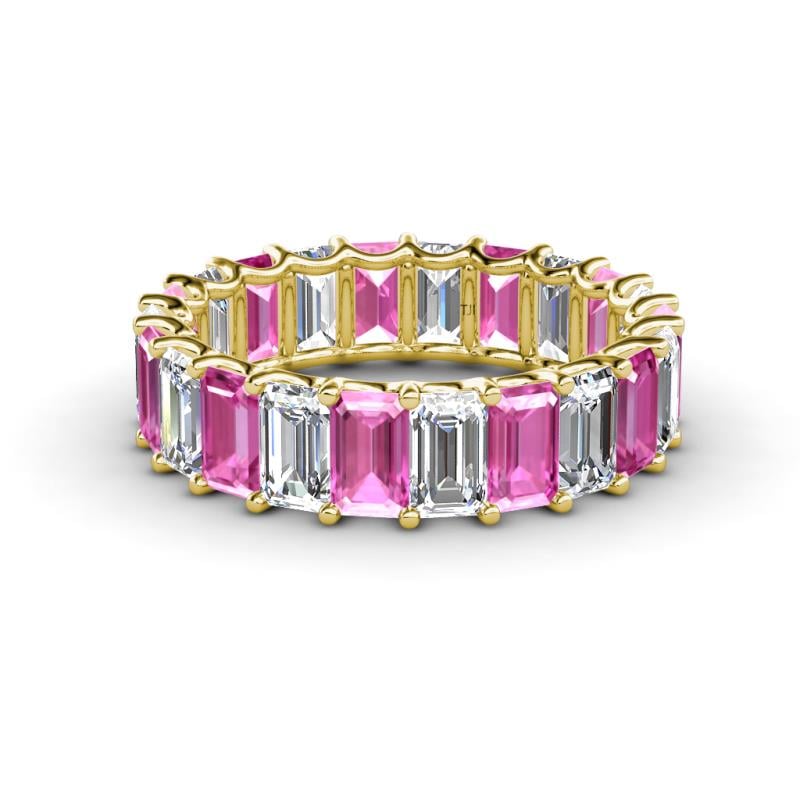 Victoria 5x3 mm Emerald Cut Pink Sapphire and Lab Grown Diamond Eternity Band 
