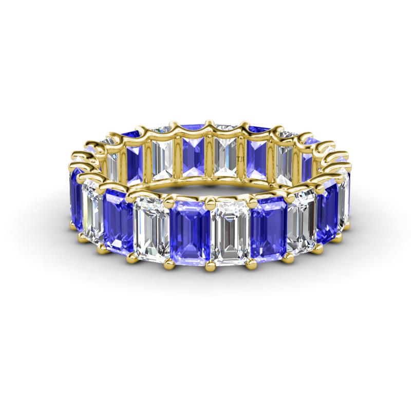 Victoria 5x3 mm Emerald Cut Tanzanite and Lab Grown Diamond Eternity Band 