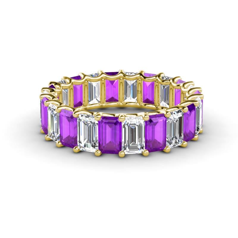 Victoria 5x3 mm Emerald Cut Amethyst and Lab Grown Diamond Eternity Band 