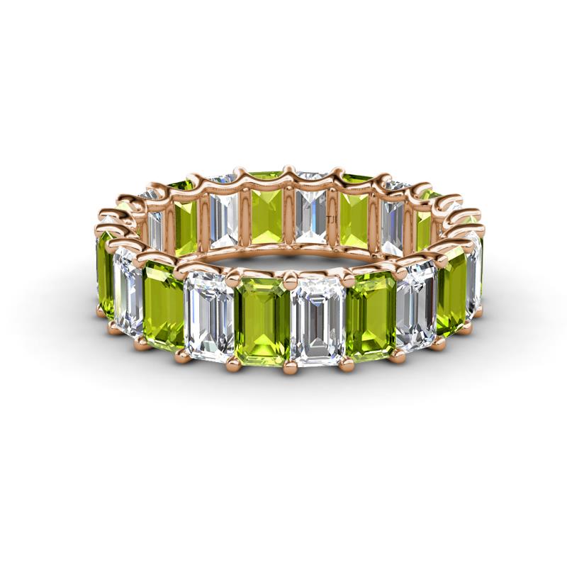 Victoria 5x3 mm Emerald Cut Peridot and Lab Grown Diamond Eternity Band 