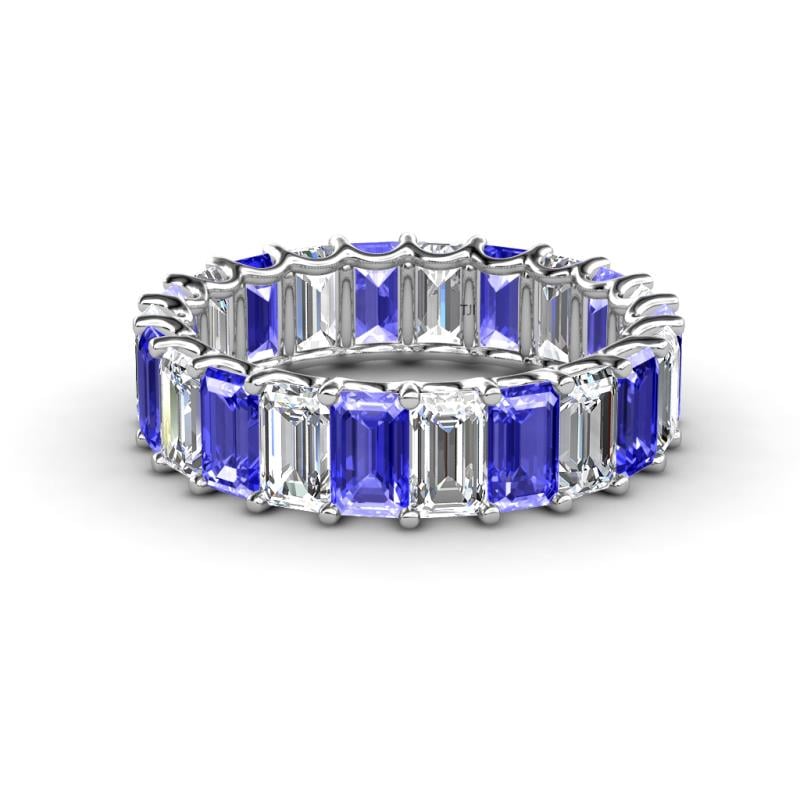 Victoria 5x3 mm Emerald Cut Tanzanite and Diamond Eternity Band 