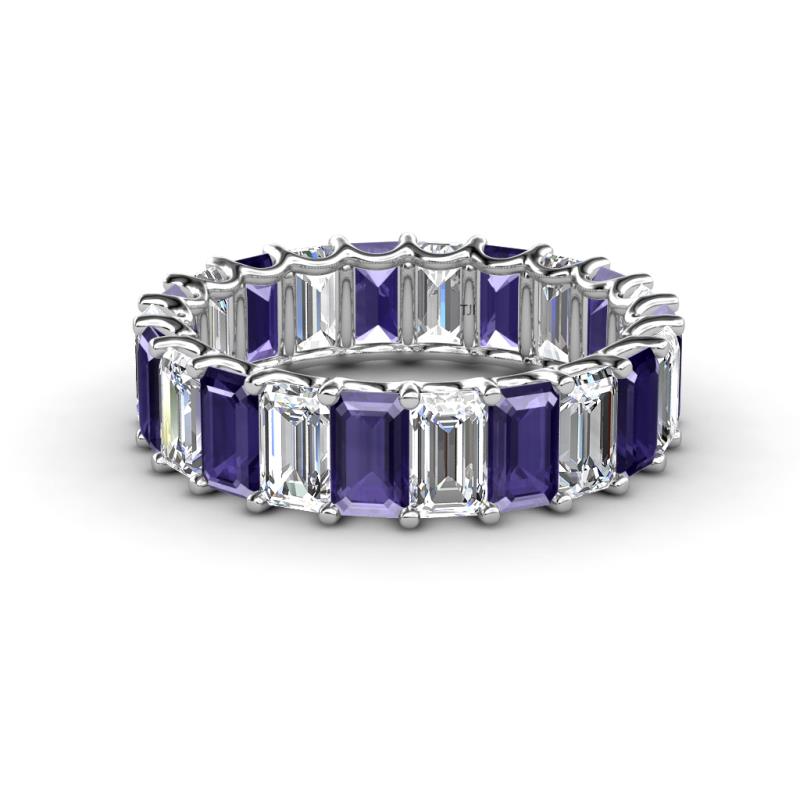 Victoria 5x3 mm Emerald Cut Iolite and Lab Grown Diamond Eternity Band 