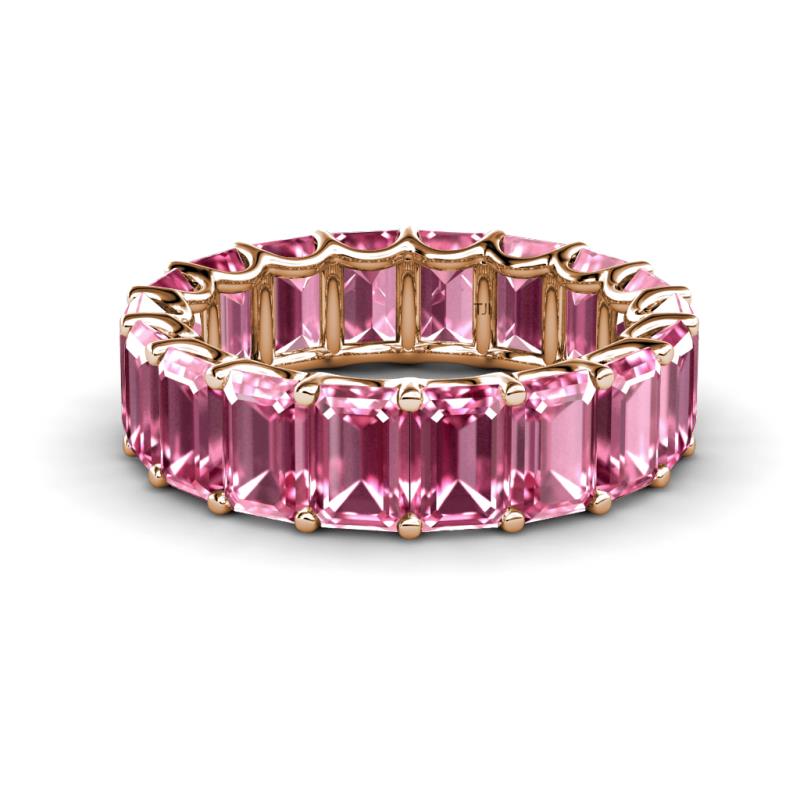 Victoria 6x4 mm Emerald Cut Pink Tourmaline Eternity Band 