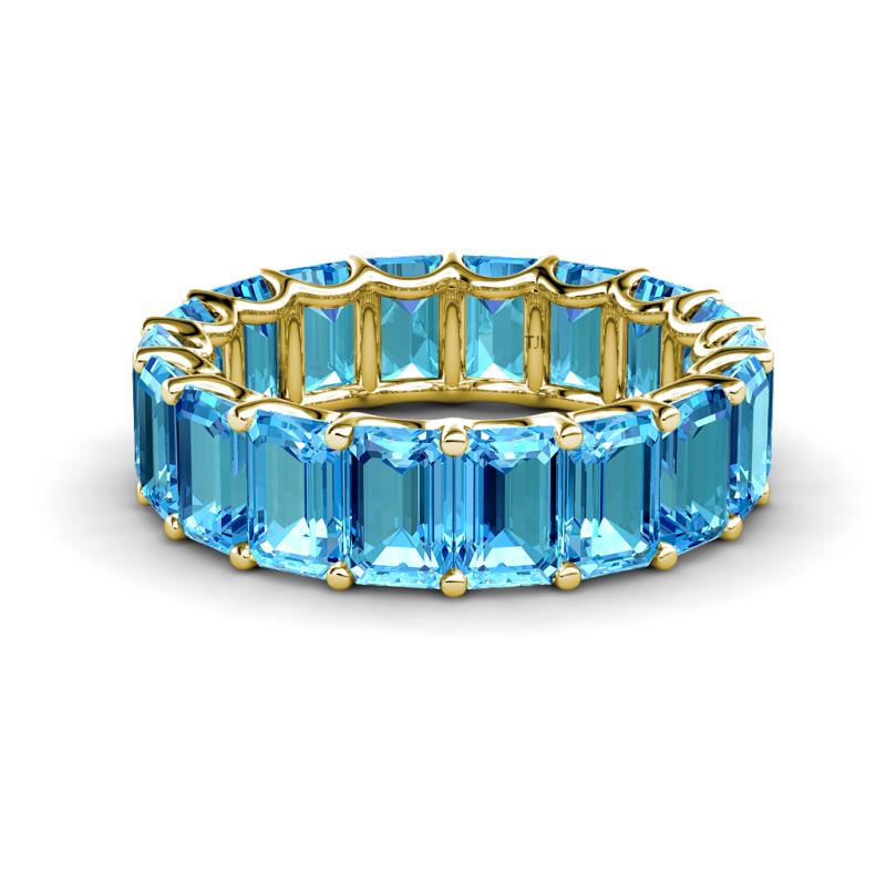 Victoria 6x4 mm Emerald Cut Blue Topaz Eternity Band 