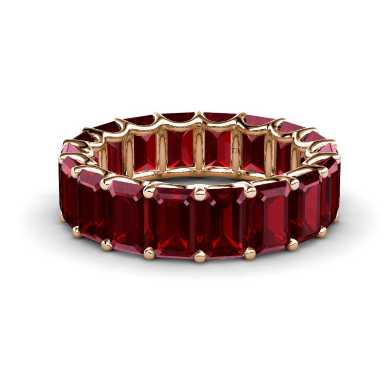 Victoria 6x4 mm Emerald Cut Red Garnet Eternity Band 