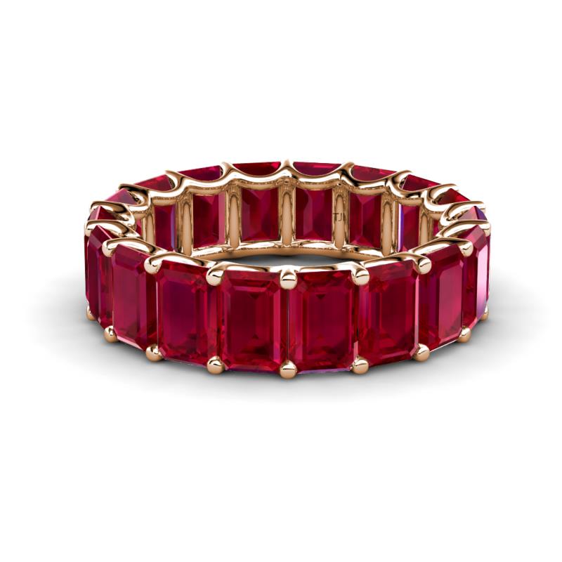 Victoria 17.01 ctw Emerald Cut Created Ruby (6 x 4 mm) Women Eternity Band 