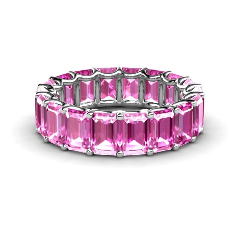 Victoria 17.01 ctw Emerald Cut Created Pink Sapphire (6 x 4 mm) Women Eternity Band 