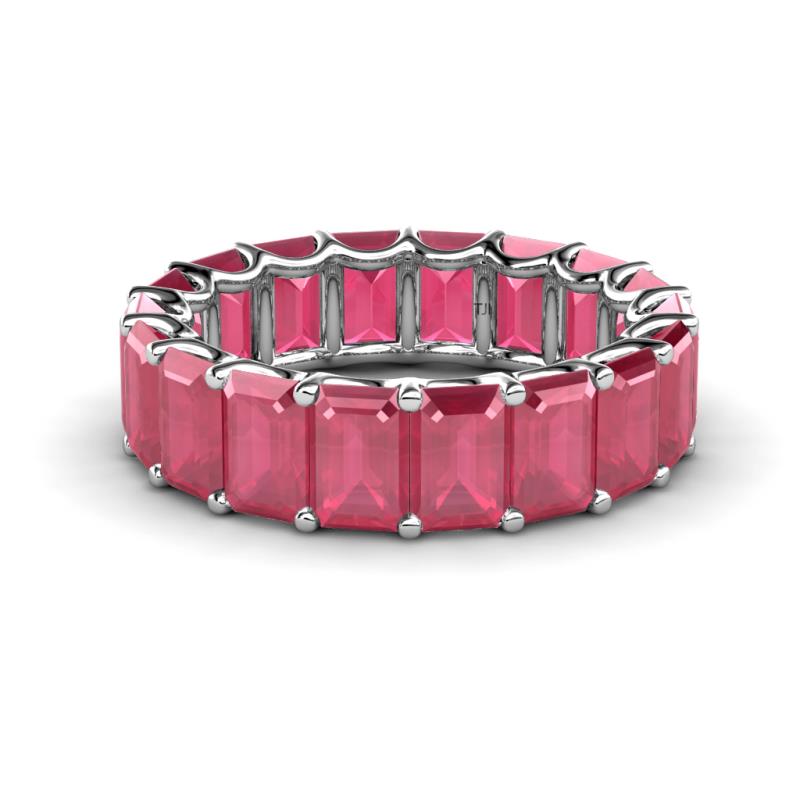 Victoria 6x4 mm Emerald Cut Rhodolite Garnet Eternity Band 