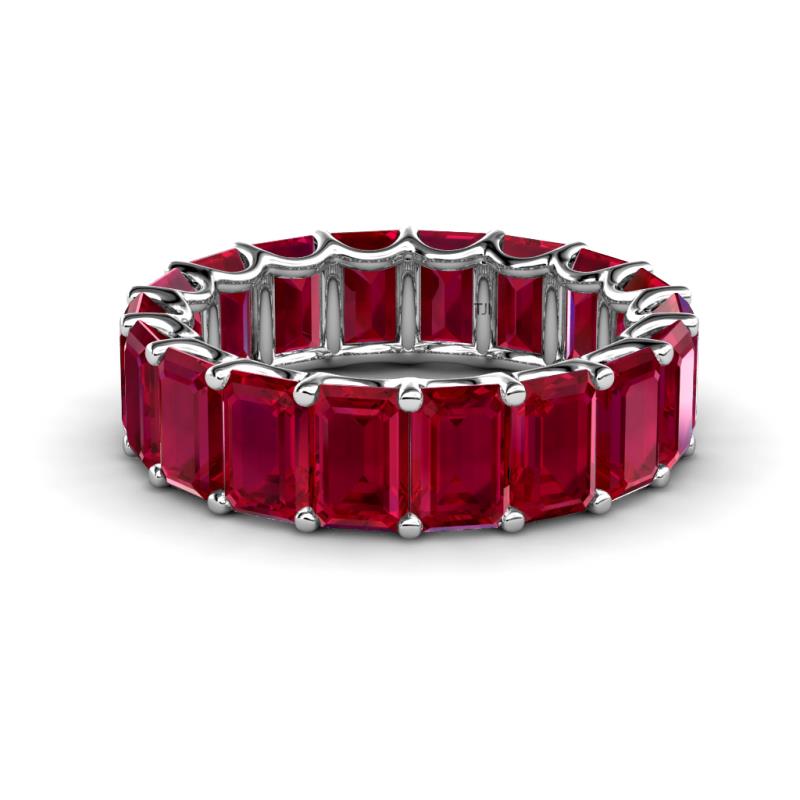 Victoria 17.01 ctw Emerald Cut Created Ruby (6 x 4 mm) Women Eternity Band 