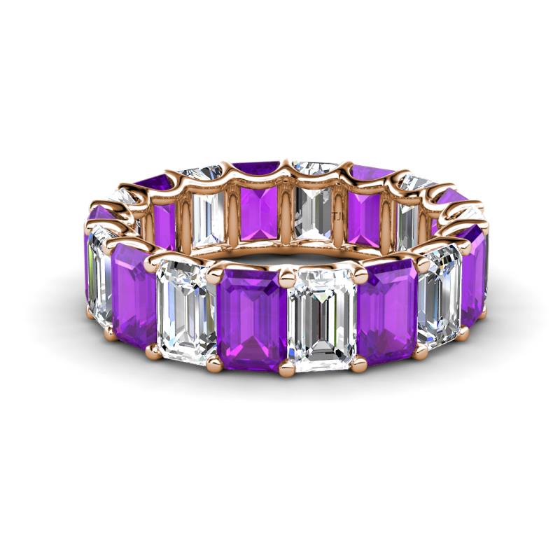 Victoria 6x4 mm Emerald Cut Amethyst and Diamond Eternity Band 
