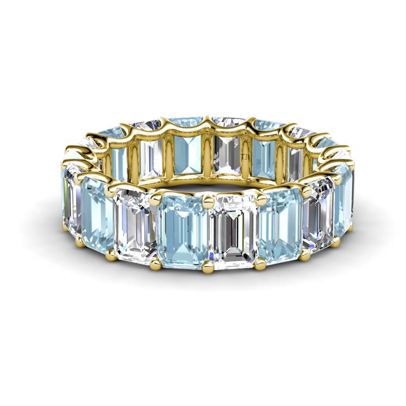 Victoria 6x4 mm Emerald Cut Aquamarine and Diamond Eternity Band 