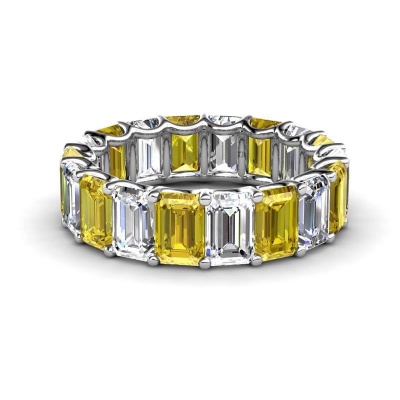 Victoria 6x4 mm Emerald Cut Yellow Sapphire and Lab Grown Diamond Eternity Band 