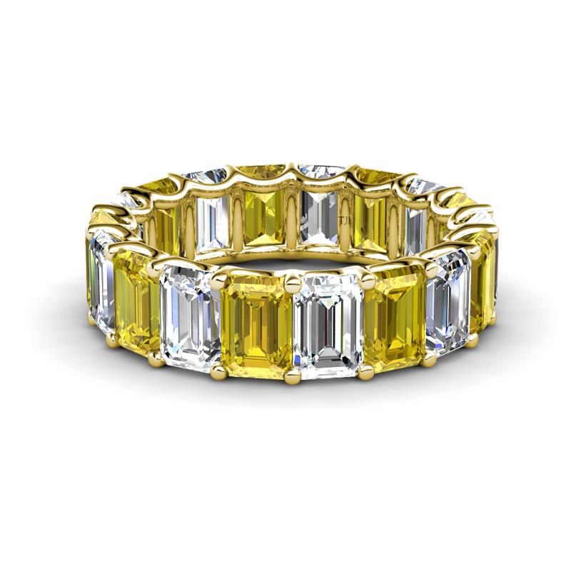 Victoria 6x4 mm Emerald Cut Yellow Sapphire and Lab Grown Diamond Eternity Band 