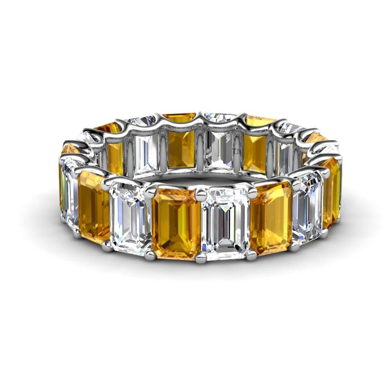 Victoria 6x4 mm Emerald Cut Citrine and Lab Grown Diamond Eternity Band 