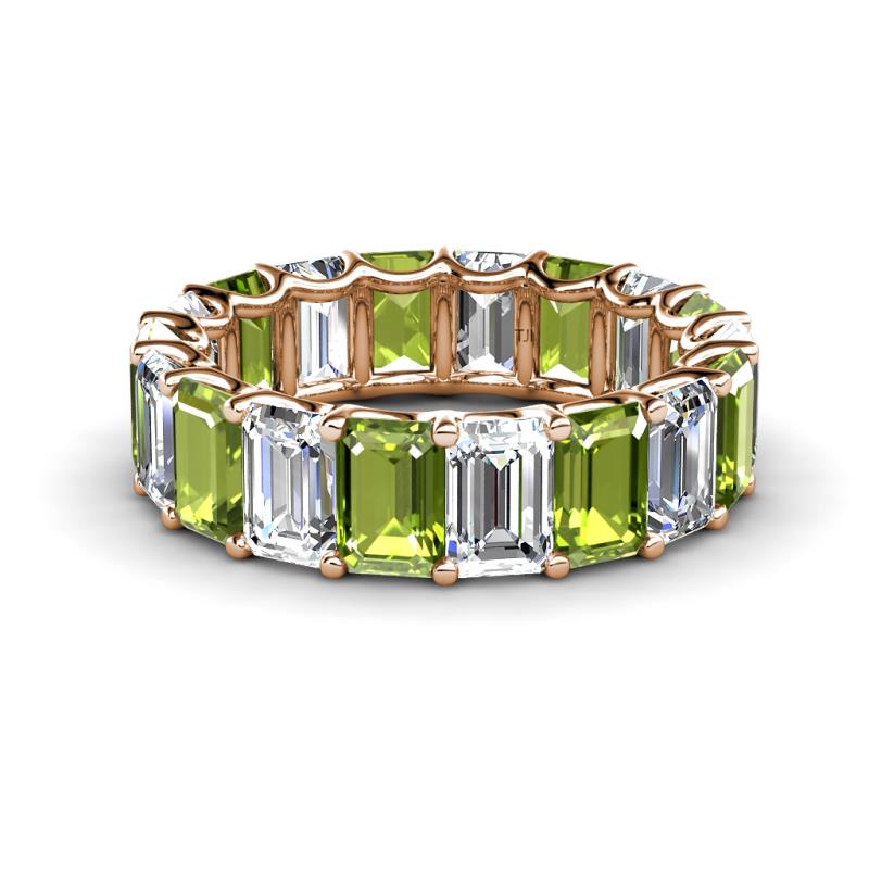Victoria 6x4 mm Emerald Cut Peridot and Lab Grown Diamond Eternity Band 