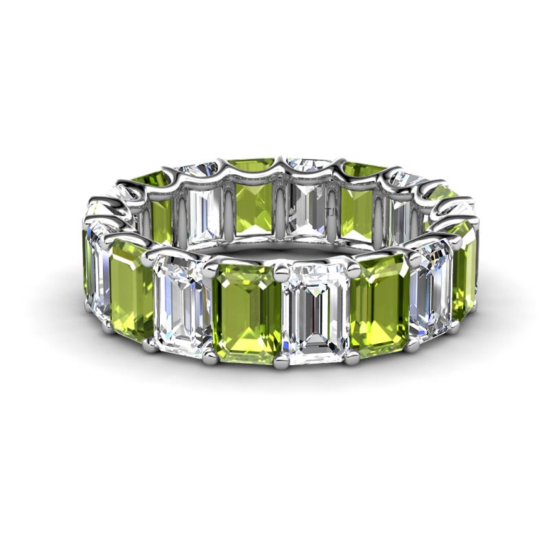Victoria 6x4 mm Emerald Cut Peridot and Lab Grown Diamond Eternity Band 