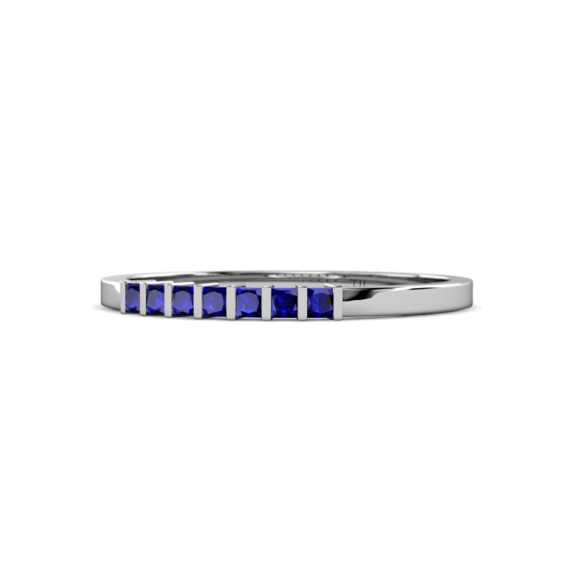 Abila 0.39 ctw (2.00 mm) Princess Cut Blue Sapphire 7 Stone Wedding Band 